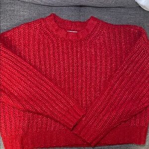 American Eagle Red Cable Knit Sweater
